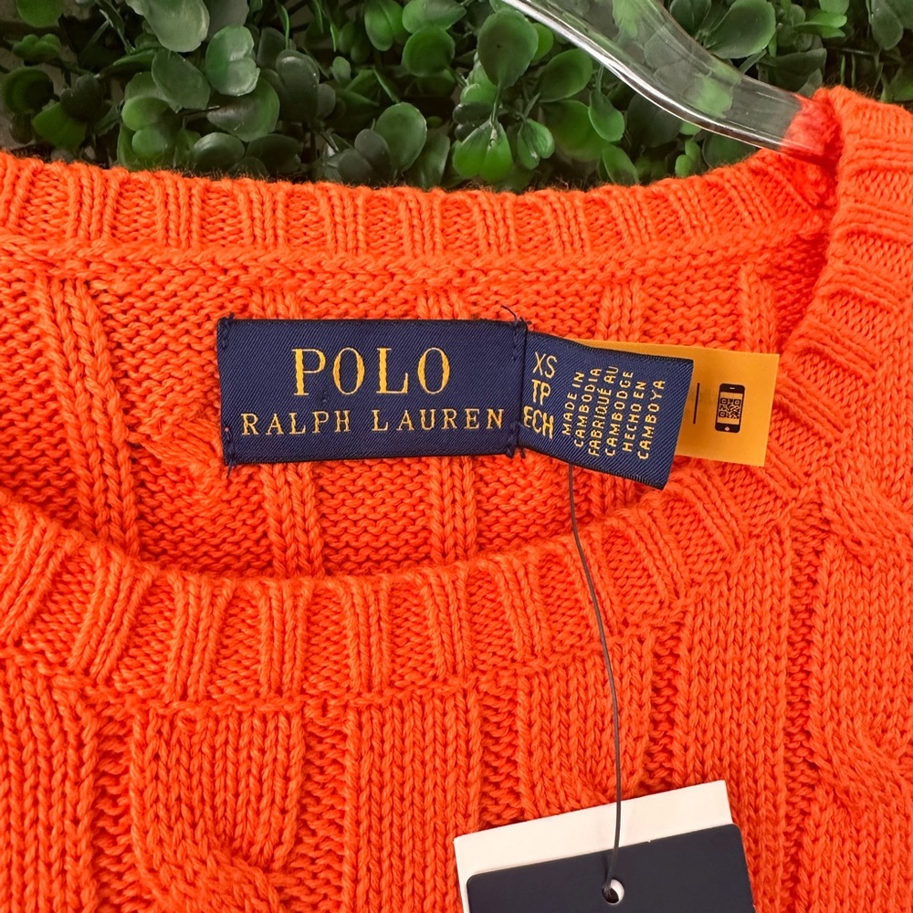 Ralph Lauren Orange Cable-Knit Crewneck Sweater - Picture 5 of 5